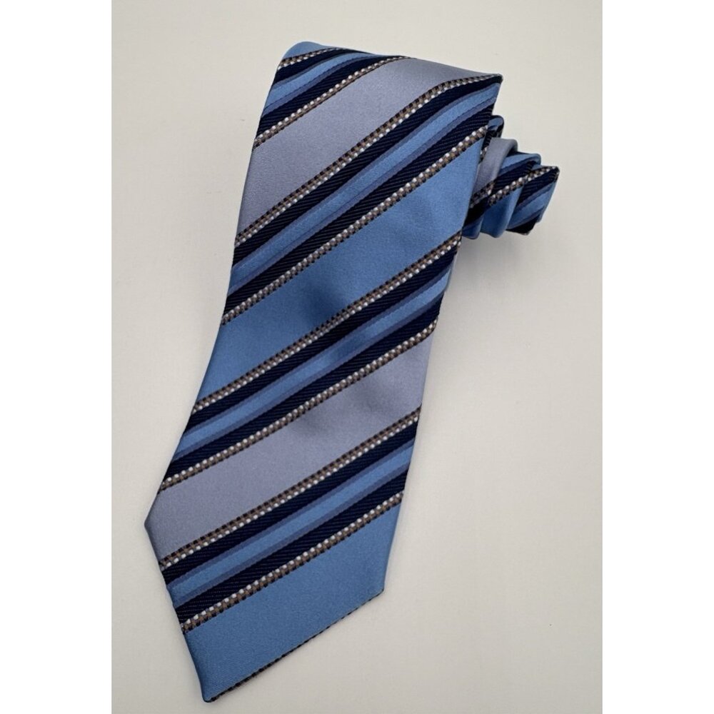 ERMENEGILDO ZEGNA Men's 100% Silk Necktie ITALY Long 61.5" Luxury Designer Blue